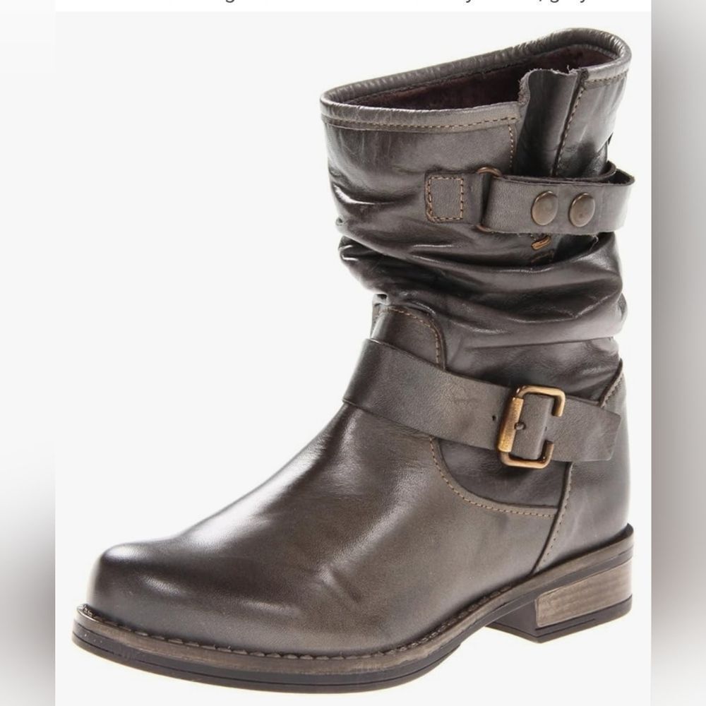 NEW Eric Michael Laguna Brown MidCalf Slouchy Leather Moto Biker Boot Size 9/9.5